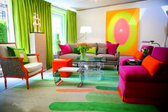 غرف جلوس بألوان مبهجة