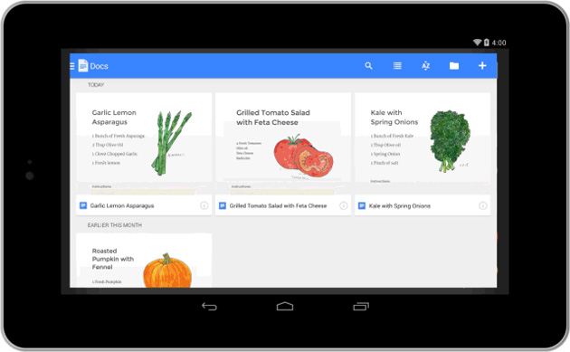 جوجل تطلق تطبيقات Docs و Google Sheets الاندرويد للمستندات والأوراق