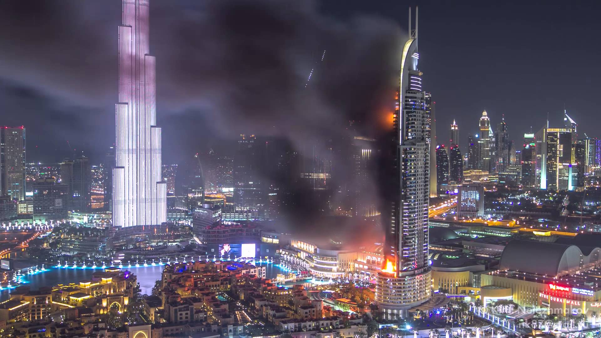 مصور يحول مشهد احتراق فندق دبي إلى قطعة فنية بديعة ” فيديو “
